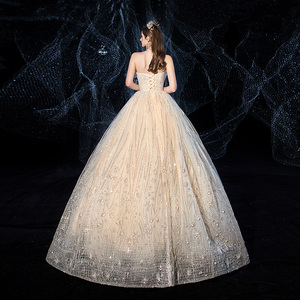 Nuovo Abito da Sposa di Lusso 2020, Stile Principessa, Senza Spalline, con Paillettes, Taglia Personalizzabile - Product Image 3