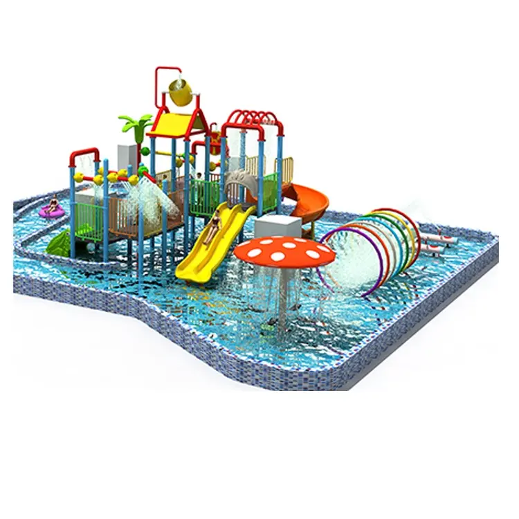 Equipo de juegos acuáticos para niños, piscinas, almohadilla para salpicaduras, parque acuático, tobogán de fibra de vidrio