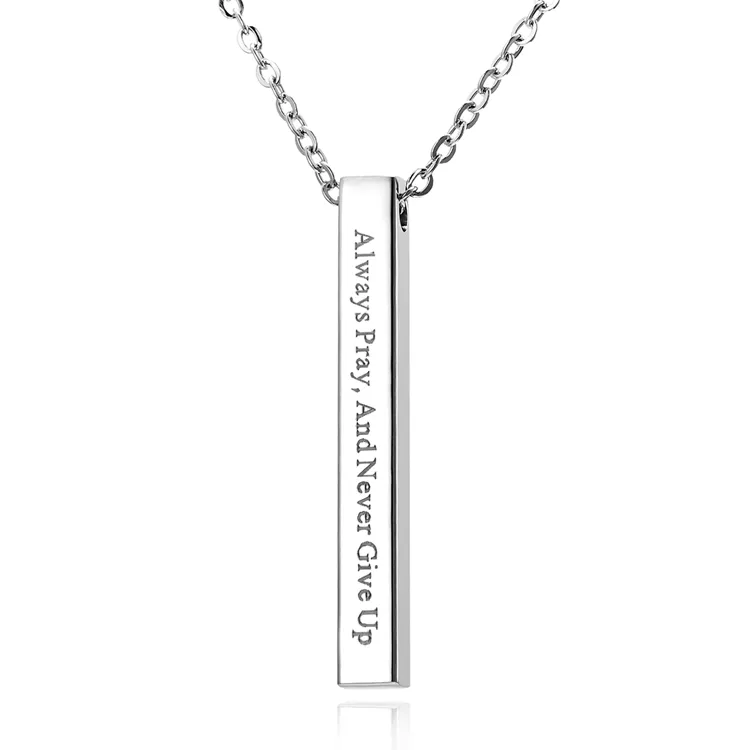 Encanto de plata personalizado regalo personalizado grabado nombre láser inscripción colgante de acero inoxidable Barra de collar de la joyería