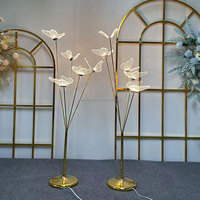 Nouveau style, 5 têtes de papillons en acrylique, lumières LED lumineuses pour allée, éclairage de scène pour mariage, décoration d'événements