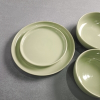 Usine de gros grès céramique couleur glaçure vert assiettes et bols ensemble de vaisselle