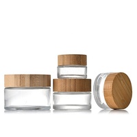 Conteneur de poudre en verre Portable 100ml, crème cosmétique de voyage, bricolage, couvercle en bambou, pot en verre