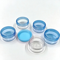Vente en gros de flacons cosmétiques en plastique transparent bleu rose, mini-contenants, petits pots en plastique transparent PS
