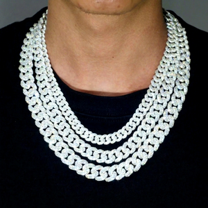 Collar Cubano Xingyue Hiphop para Hombre, 14mm, 18 Pulgadas, Plata de Ley Chapada en Oro, Moissanita de Corte Brillante con Engaste de Garra, Certificado GRA - Product Image 1