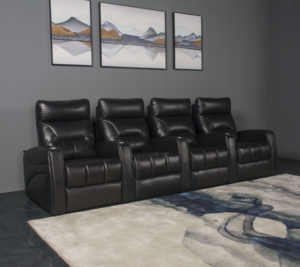 Meubles de théâtre 4 sièges en cuir noir classique confortable inclinable électrique maison sous-sol sièges de cinéma canapé fauteuil inclinable - Product Image 2