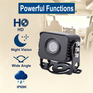 Caméra de véhicule compacte robuste, étanche IP69K, boîtier en alliage de zinc, vision nocturne Starlight, caméra latérale pour fourgonnette de livraison, OEM/ODM - Product Image 4
