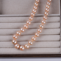 Collier et boucles d'oreilles en perles d'eau douce Edison roses de 12-13 mm avec argent 925 plaqué or