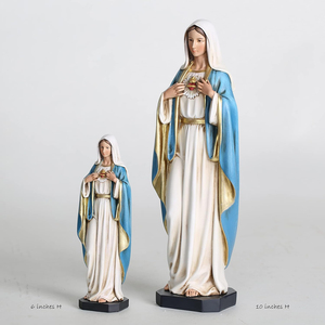 Escultura Clásica <span class=keywords><strong>de</strong></span> <span class=keywords><strong>la</strong></span> <span class=keywords><strong>Virgen</strong></span> María en Resina <span class=keywords><strong>de</strong></span> Fibra <span class=keywords><strong>de</strong></span> Vidrio con Base Estable, Estilo Vintage, para Colección Católica o como Adorno - Product Image 1