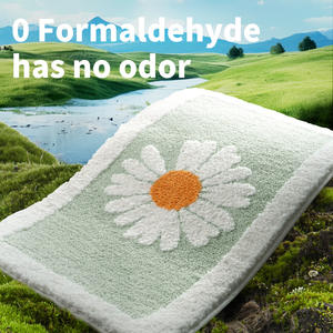 Alfombra de Baño Rectangular Daisy Flocked, Absorbente y Antideslizante, Diseño Floral Minimalista - Product Image 4