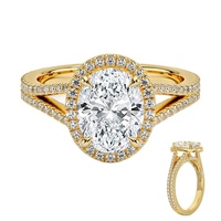 Bague de fiançailles en or massif 10K 14K 18K avec diamant de laboratoire ovale de 1 carat, taille halo, sertissage pavé, certifiée IGI CVD/HPHT, personnalisable