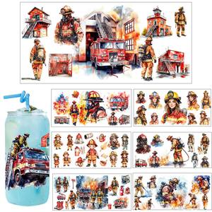 Autocollant d'impression UV DTF sur le thème des super-héros pompiers, vente en gros, conception personnalisée, transfert UV DTF, enveloppe de tasse à <span class=keywords><strong>café</strong></span> en verre UV DTF de 16 oz - Product Image 2