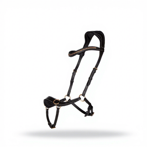 Cabezada de Cuero de Lujo Hecha a Mano con Cristales y Pedrería Elegante Estilo Inglés para Caballo, Personalizable en Color y Tamaño - Cob-Full Custom - Product Image 1