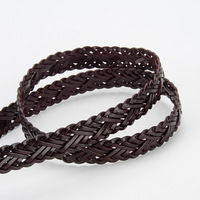 Mode dame alliage boucle ardillon femmes en cuir véritable tressé ceinture pas de trous maigre ceinture tissée pour robe
