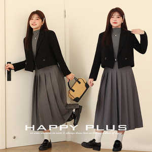 Conjunto de Blazer Cruzado de Talla Grande para Mujer, Color Sólido, Formal, Falda Midi Otoñal, Traje para Adultos - Product Image 5