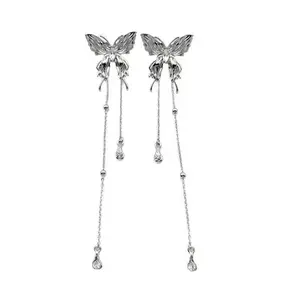 best seller elegant exquisite butterfly tassel fashion jewelry long pendant earrings for women engagement band ACC jewels