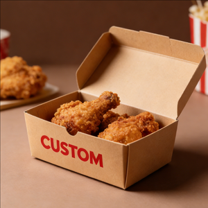 Custom Eco Friendly <b>Biodegradable</b> Food Grade Disposable Kraft Paper Takeaway Container Box Design for Popcorn Fried <b>Packaging</b> - Product Image 6
