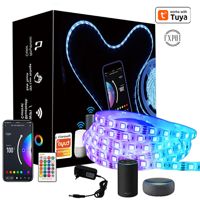 High Quality Smart RGB Strip Light App Controlled LED Music Sync Neon Lamp IP65 5-10 Meters WiFi Remote Control Neon Lights