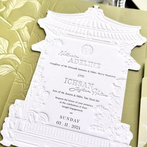 Invitation de mariage personnalisée en papier kraft et papier d'art gaufré écologique 600GSM, impression typographique - Product Image 3
