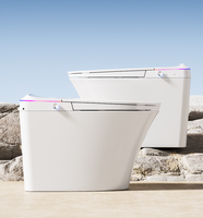 Toilette intelligente avec chasse d'eau automatique, bidet à eau chaude, toilette électronique monobloc avec siège chauffant, lumière nocturne, fonction d'auto-nettoyage
