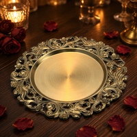 Assiettes de présentation de luxe ajourées sculptées, rondes, à motif floral vintage, pour la décoration de tables d'hôtel, d'événements et de mariages