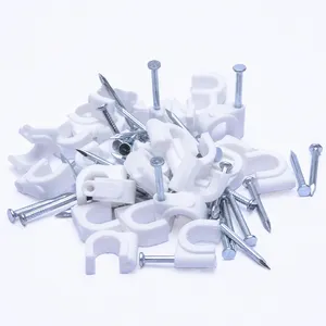 PE Round Cable Wire Clips With Steel Nails Round Cable Wire Cord Tie Holder