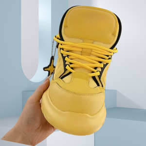 Chaussures de sport montantes pour hommes en cuir véritable respirant de haute qualité, style printemps, design unique, semelle épaisse, décontractées - Product Image 4