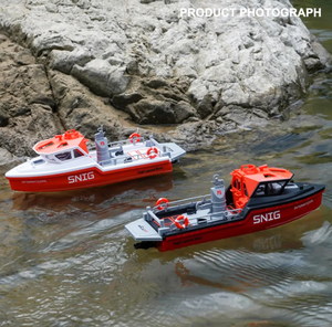 เรือบังคับวิทยุ SJY-TX694 2.4G ขนาด 1/32 มอเตอร์ไร้แปรงถ่านทรงพลัง ระยะไกล ควบคุมด้วยรีโมทไร้สาย ของเล่นเรือกู้ภัย - Product Image 2