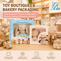 Sac fourre-tout en papier transparent personnalisé avec fenêtre, ruban et poignée, motif dessin animé, pour cadeaux de baby shower, jouets, pâtisseries, emballage en gros
