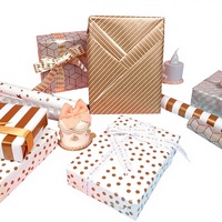 Papier d'Emballage en Feuille d'Or en Cuivre Rouleau Luxe Léger Motif Géométrique 43CM * 3M pour la Saint-Valentin Anniversaire
