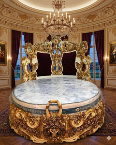 Cama de Matrimonio Tradicional de Madera Maciza Tallada a Mano, Juego de Muebles de Dormitorio de Lujo Premium Personalizado - Product Image 3