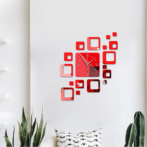 New 2025 thời trang 3D DIY mới lạ thiết kế hiện đại hình vuông 5 màu sắc giá rẻ sticker acrylic gương đồng hồ treo tường - Product Image 4