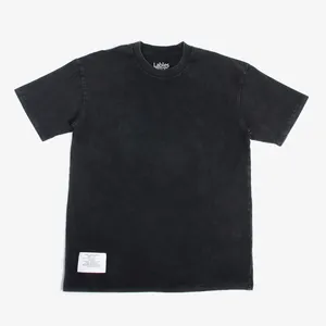 Mens acid washed vintage tshirt plain cotton blank vintage t-shirt custom black oversized vintage t shirts