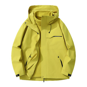 Automne hiver trois-en-un vestes d'extérieur pour hommes/femmes hydrofuge solide fermeture éclair à capuche vestes de charge coque souple XL - Product Image 4