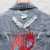 Veste en Denim Délavée Brodée Personnalisée en Usine Vente en Gros Veste Jean pour Homme