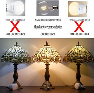 Lampada da Tavolo LED Stile <span class=keywords><strong>Tiffany</strong></span> 12x12x18 Pollici con Vetro Colorato Crema, Funzionamento Elettrico per Camera da Letto, Scrivania, Luce da Lettura e Decorazione - Product Image 6