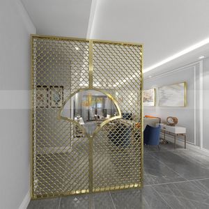 EX596 Biombo Decorativo de Acero Inoxidable para Decoración Interior de Vestíbulos de Hotel, Proyecto Arquitectónico - Product Image 1