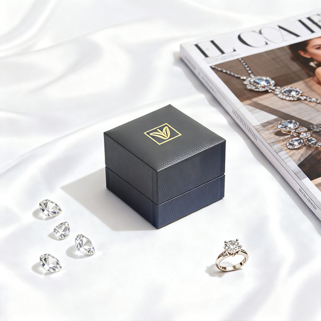 Luxury Grey Fancy Paper Jewelry Box for Rings Necklaces Earrings Valentine's Day Gift Packaging Box Luxury Ring Box