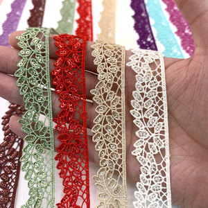 Роскошный цвет, оптовая продажа, Пакистанская Gpo кружевная вышивка, блестящая Водорастворимая направляющая с блестками, кружевная отделка - Product Image 6