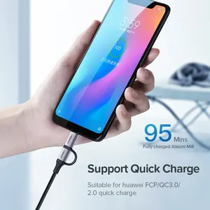 UGREEN Câble de chargement portable multifonction 2 en 1 Câble de chargement USB 2.0 A vers USB Type C et Micro USB Cordon pour Android - Product Image 2