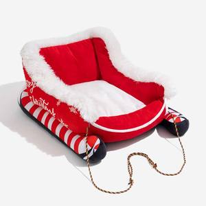 Feestelijk Pluche Gezellig Kerst Hondenbed Vakantie Rode Slee Dierenbed Voor Honden En Katten Met Wasbare En Zeer Duurzame Hoes - Product Image 6