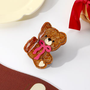 مشبك شعر أسيتات على شكل دب مع فيونكة لطيفة، مشبك شعر صغير للشعر المربوط جزئيًا، مشبك شعر على شكل سمكة قرش للجزء الخلفي من الرأس، إكسسوار شعر - Product Image 5