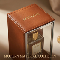 Boîte à parfum en cuir personnalisée de qualité supérieure, boîte cadeau rigide vintage pour parfum, étui de voyage portable, étui cosmétique en similicuir