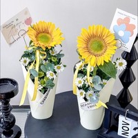 Boîte Cadeau Hexagonale en Carton Blanc Réutilisable pour la Fête des Enseignants, avec Plateau Imperméable Stratifié et Effet Kaléidoscope, pour Bouquet de Glaces