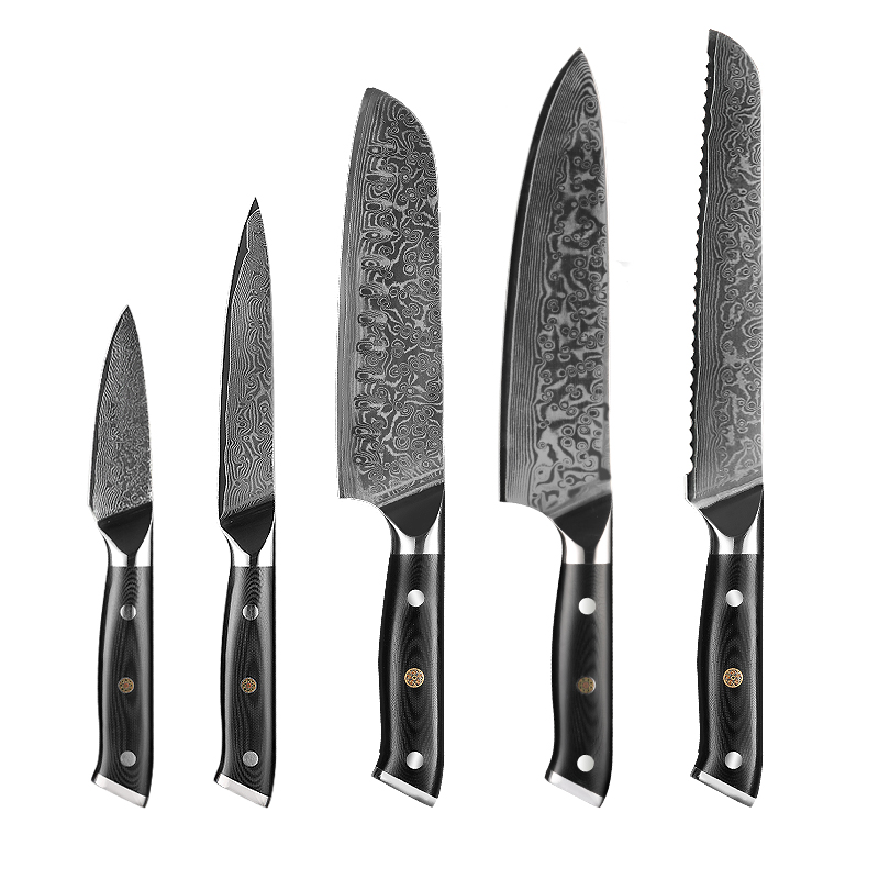 Premium 5-Piece Handmade Damascus Steel Knife Set with G10 Handles main image 0