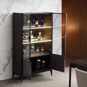 Luz LED moderna Comedor Clase alta Almacenamiento gris Gabinete de <span class=keywords><strong>cocina</strong></span> Almacenamiento de madera Hogar <span class=keywords><strong>Buffet</strong></span> Gabinete de vidrio - Product Image 2