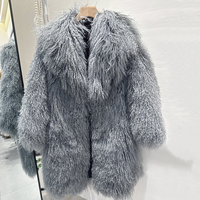 Vente en gros Manteau de fourrure d'agneau de Mongolie de mouton naturel d'hiver personnalisé Manteaux de laine grande taille pour femmes