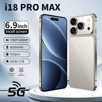 Téléphone Android I18 Pro Max 5G, bandes globales LTE, Snapdragon 8 Gen4, appareil photo HD 108MP, 8000mAh, lecteur d'empreintes digitales 0,01s, AMOLED 144Hz, 16 Go de RAM
