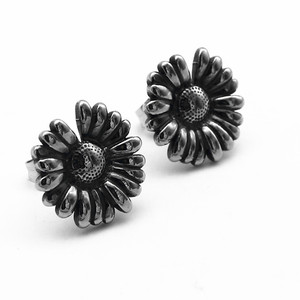 yunnique Flower <b>Stud</b> <b>Earrings</b> Titanium Steel <b>Black</b> Daisy Design For Men Women Fashion Jewelry - Product Image 1