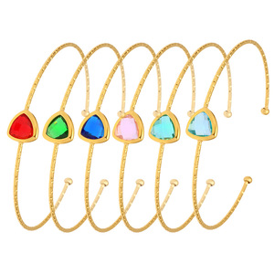 Bracelet ouvert classique en acier inoxydable avec verre tchèque facetté pour bijoux de mode unisexe - Product Image 5