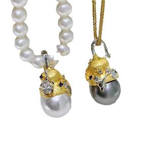 Soporte para Colgante de Plata S925 con Perlas DIY 31124, para Piedras Preciosas Redondas y Planas de 12-15 mm, Soporte para Collar de Moda, Empacado en Bolsa - Product Image 5